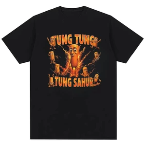 Ngộ nghĩnh Brainrot Meme Tung Sahur unisex nam nữ thời trang cotton nguyên chất hàng đầu