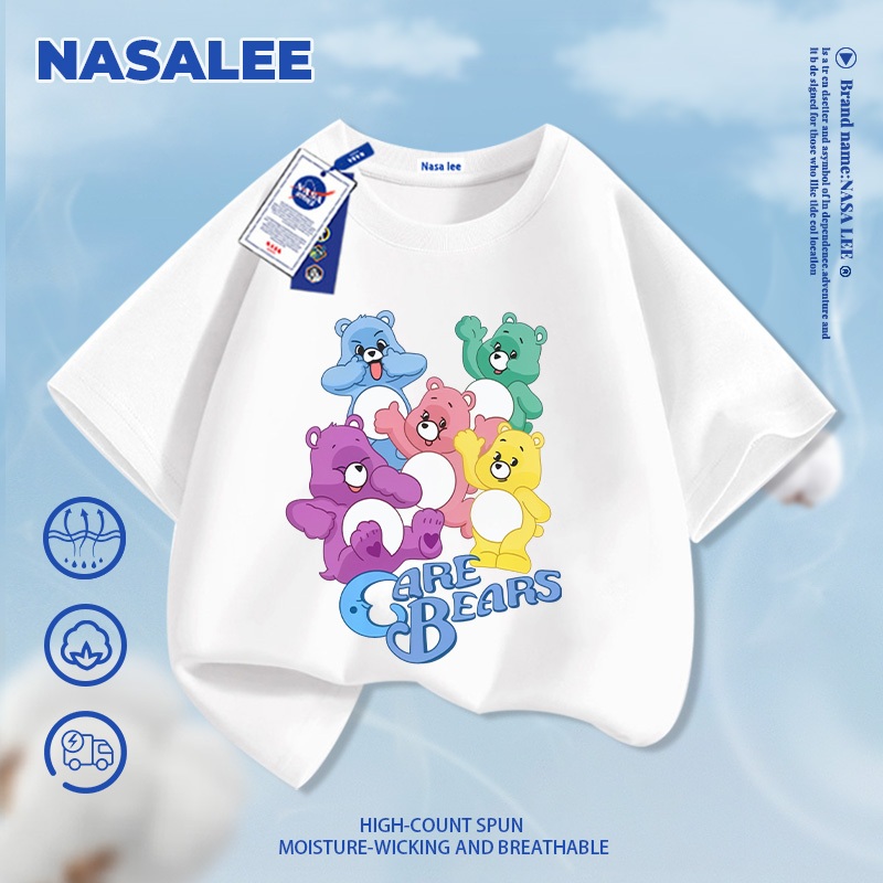 [Giao hàng trong ngày] NASA Hợp thời trang Phong cách mới Cotton nguyên chất cho trẻ em Tay ngắn thoải mái Thân thiện với da Gấu Thiên đường In 1