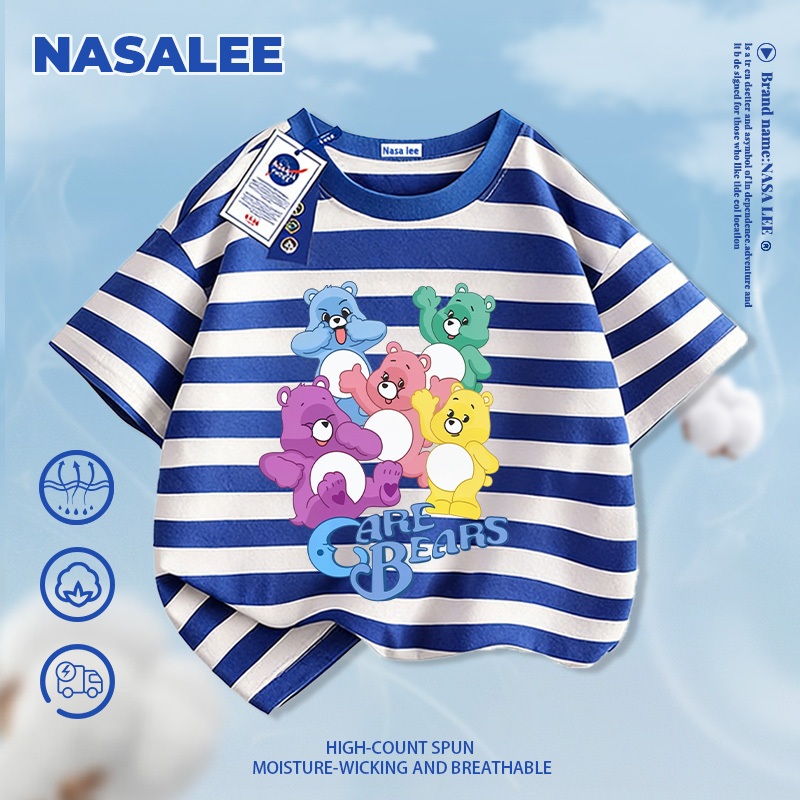 [Giao hàng trong ngày] NASA Hợp thời trang Phong cách mới Cotton nguyên chất cho trẻ em Tay ngắn thoải mái Thân thiện với da Gấu Thiên đường In 1