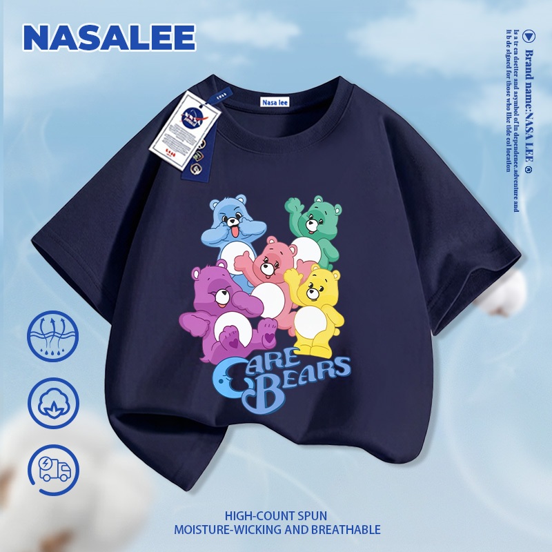 [Giao hàng trong ngày] NASA Hợp thời trang Phong cách mới Cotton nguyên chất cho trẻ em Tay ngắn thoải mái Thân thiện với da Gấu Thiên đường In 1