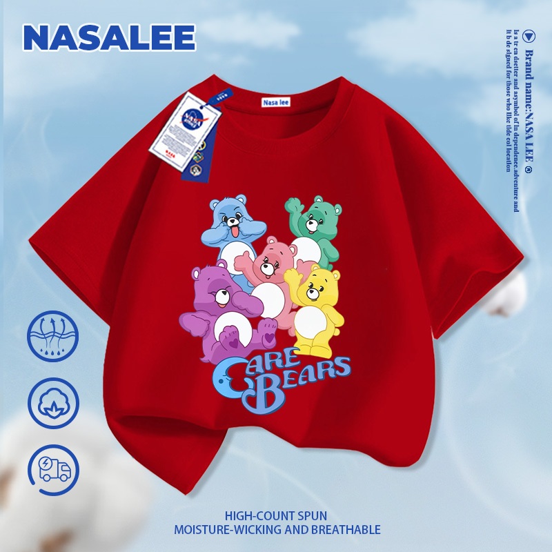 [Giao hàng trong ngày] NASA Hợp thời trang Phong cách mới Cotton nguyên chất cho trẻ em Tay ngắn thoải mái Thân thiện với da Gấu Thiên đường In 1