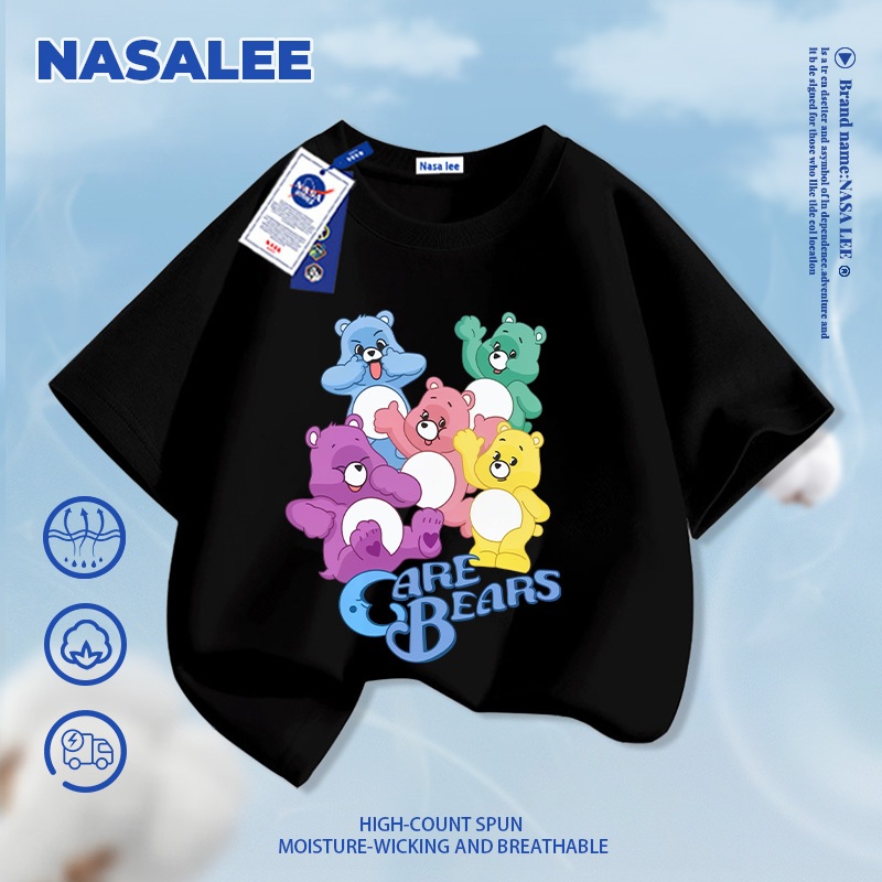 [Giao hàng trong ngày] NASA Hợp thời trang Phong cách mới Cotton nguyên chất cho trẻ em Tay ngắn thoải mái Thân thiện với da Gấu Thiên đường In 1