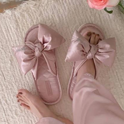 XIXITIAO Dép Vải Lanh Cotton Nhà Nữ Phong Cách Mới Thoải Mái Bốn Mùa Nơ Lụa