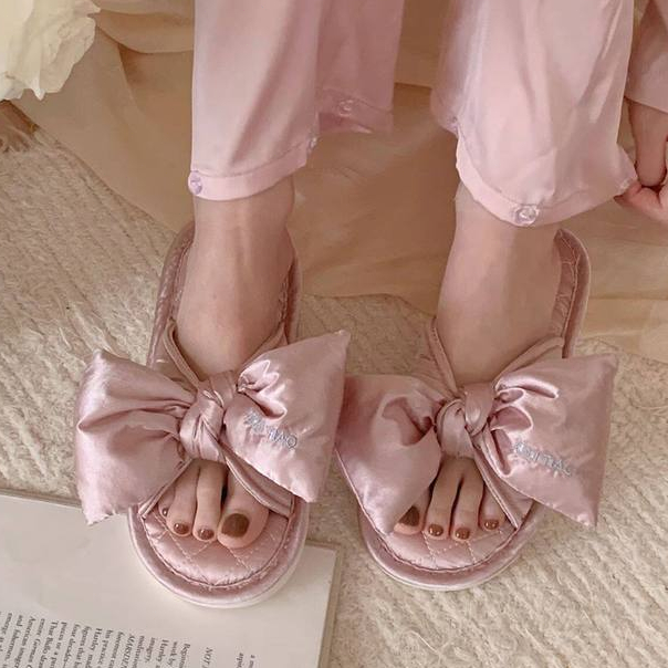 XIXITIAO Dép Vải Lanh Cotton Nhà Nữ Phong Cách Mới Thoải Mái Bốn Mùa Nơ Lụa