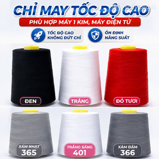 Nhà máy trực tiếp cung cấp chỉ may 402# cuộn lớn 5000 yard máy gia đình máy điện tử máy may phẳng tốc độ cao không đứt chỉ polyester đen trắng nhiều màu sắc chỉ côn màu tươi sáng vắt sổ may quần áo túi xách thêu phụ liệu may mặc