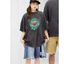 Vintage Thường Ngày Rửa Vintage Trái Tim In Chữ Thoải Mái Cổ Tròn Unisex Áo Thun Tay Ngắn