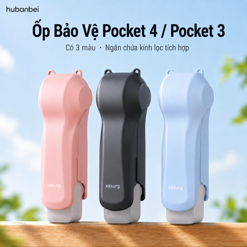 Ốp Bảo Vệ Cho DJI Osmo Pocket 4 / Pocket 3, Thiết Kế Hai Mặt, Có Khe Chứa Filter, Kèm Dây Đeo Tay