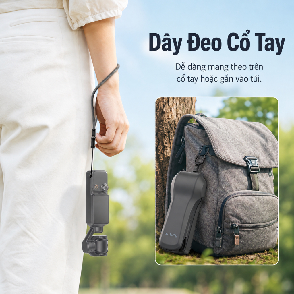 Ốp Bảo Vệ Cho DJI Osmo Pocket 4 / Pocket 3, Thiết Kế Hai Mặt, Có Khe Chứa Filter, Kèm Dây Đeo Tay