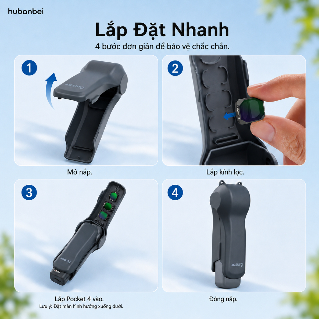 Ốp Bảo Vệ Cho DJI Osmo Pocket 4 / Pocket 3, Thiết Kế Hai Mặt, Có Khe Chứa Filter, Kèm Dây Đeo Tay