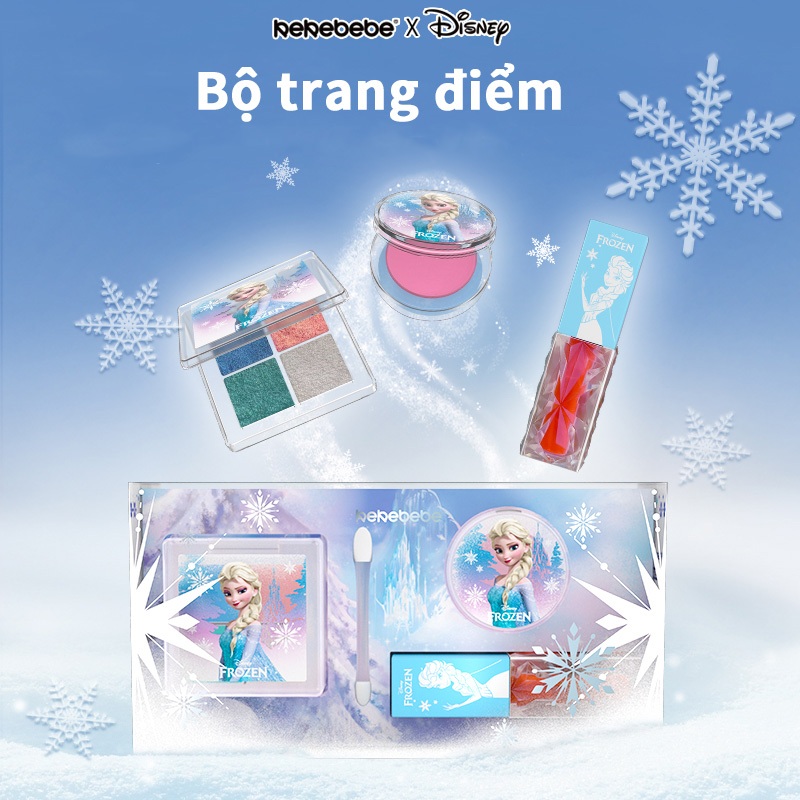 Kekebebe Disney Bộ trang điểm trẻ em , bao gồm phấn mắt, phấn má hồng, son bóng (có thể thoa lên môi và má), cọ phấn mắt và túi đựng mỹ phẩm