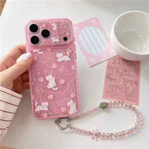 Ốp điện thoại chất liệu Acrylic họa tiết dâu tây cho iPhone 17 Pro max