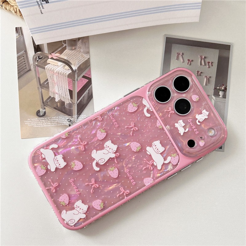 Ốp điện thoại chất liệu Acrylic họa tiết dâu tây cho iPhone 17 Pro max