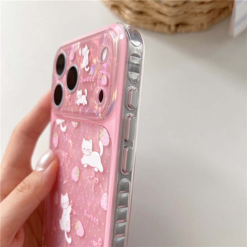 Ốp điện thoại chất liệu Acrylic họa tiết dâu tây cho iPhone 17 Pro max