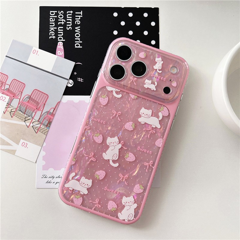 Ốp điện thoại chất liệu Acrylic họa tiết dâu tây cho iPhone 17 Pro max