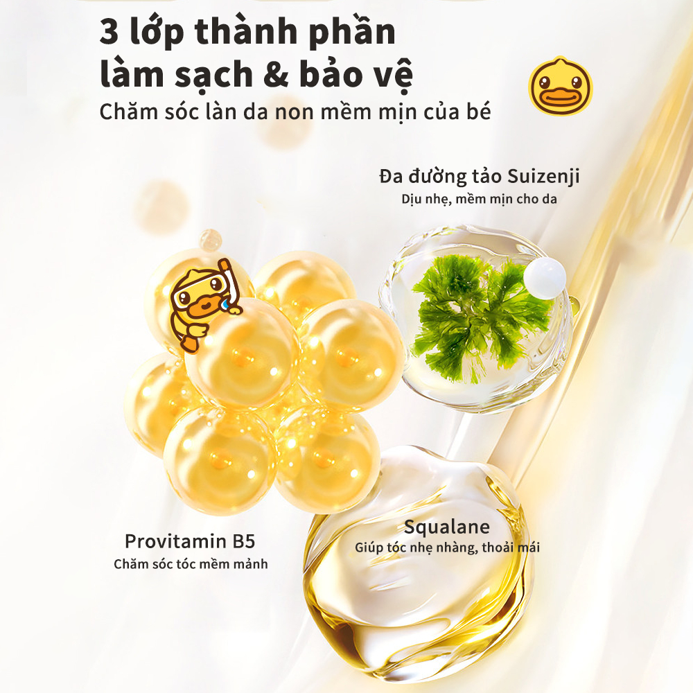 Kekebebe B.Duck Baby sữa tắm dầu gội 2 in1 cho bé an toàn dịu nhẹ làm sạch không cay mắt 300ml