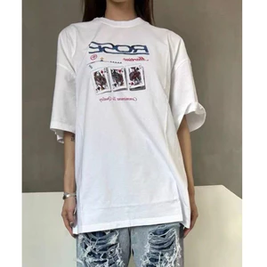 Áo nam / nữ cổ tròn cỡ lớn, giặt cổ điển, in họa tiết Poker, dạo phố thông thường