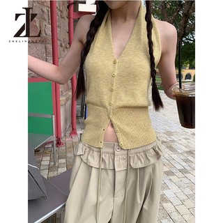 ZHELIHANGFEI Dây cổ chữ V màu xanh hải quân