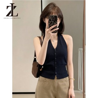 ZHELIHANGFEI Dây cổ chữ V màu xanh hải quân