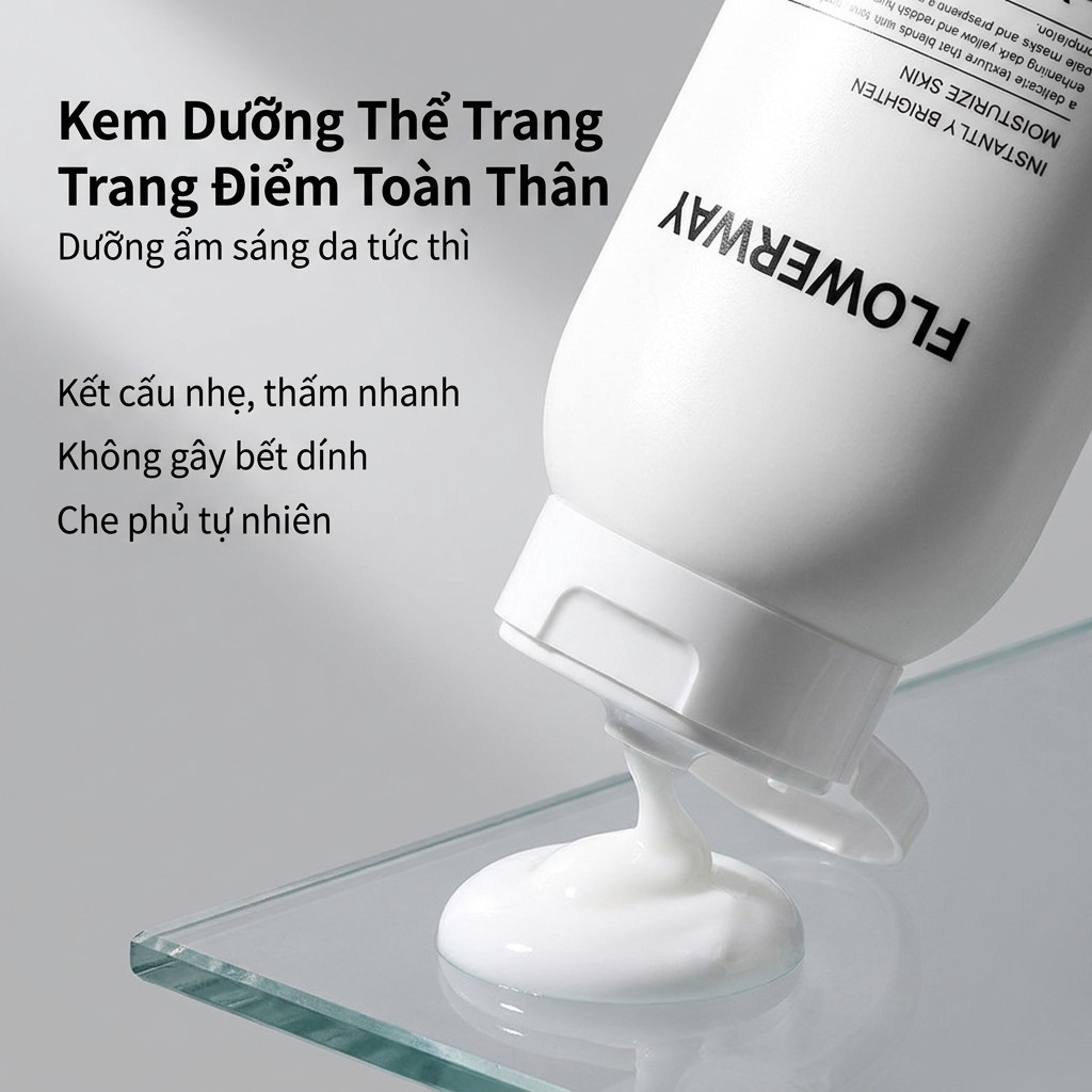 Kem nền body FLOWERWAY - Không trắng bệch, làm sáng da, che khuyết điểm tự nhiên, cho người bận rộn