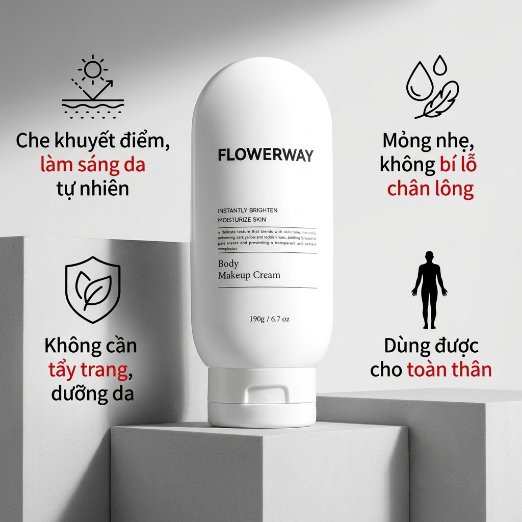 Kem nền body FLOWERWAY - Không trắng bệch, làm sáng da, che khuyết điểm tự nhiên, cho người bận rộn