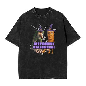Ngộ nghĩnh Ý Brainrot Halloween Meme Nam Rửa Cổ Tròn Cotton Độc Đáo