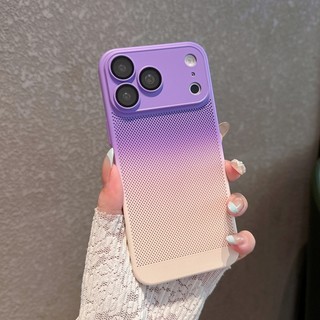 Ốp điện thoại siêu mỏng có lỗ tản nhiệt hai màu Gradient thích hợp cho iPhone 13 14 15 16 17 Pro Max toàn diện gương bảo vệ PC cứng
