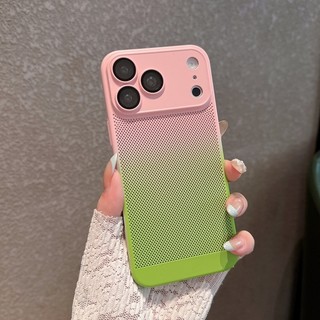 Ốp điện thoại siêu mỏng có lỗ tản nhiệt hai màu Gradient thích hợp cho iPhone 13 14 15 16 17 Pro Max toàn diện gương bảo vệ PC cứng