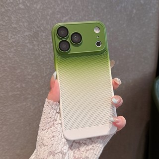 Ốp điện thoại siêu mỏng có lỗ tản nhiệt hai màu Gradient thích hợp cho iPhone 13 14 15 16 17 Pro Max toàn diện gương bảo vệ PC cứng