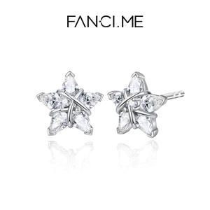 FANCIME "Ngôi Sao May Mắn" Vega Twinkling Star Alpha Lyrae Sterling Bông Tai Bông Tai Quà Tặng Cho Nữ / Nam