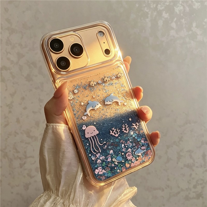 Ốp điện thoại cát lún dạng lỏng cho iPhone 17 Pro max Ocean World