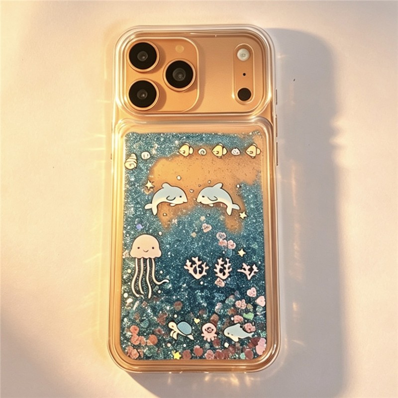 Ốp điện thoại cát lún dạng lỏng cho iPhone 17 Pro max Ocean World