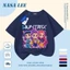 Áo thun Cotton nguyên chất màu đen cho trẻ em NASA Áo thun Cotton thoáng khí hoạt hình hợp thời trang Cô gái nhỏ Anime In hình hợp thời trang 3-16 tuổi Bé trai Bé gái tay ngắn thông thường
