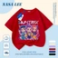 Áo thun Cotton nguyên chất màu đen cho trẻ em NASA Áo thun Cotton thoáng khí hoạt hình hợp thời trang Cô gái nhỏ Anime In hình hợp thời trang 3-16 tuổi Bé trai Bé gái tay ngắn thông thường