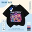 Áo thun Cotton nguyên chất màu đen cho trẻ em NASA Áo thun Cotton thoáng khí hoạt hình hợp thời trang Cô gái nhỏ Anime In hình hợp thời trang 3-16 tuổi Bé trai Bé gái tay ngắn thông thường