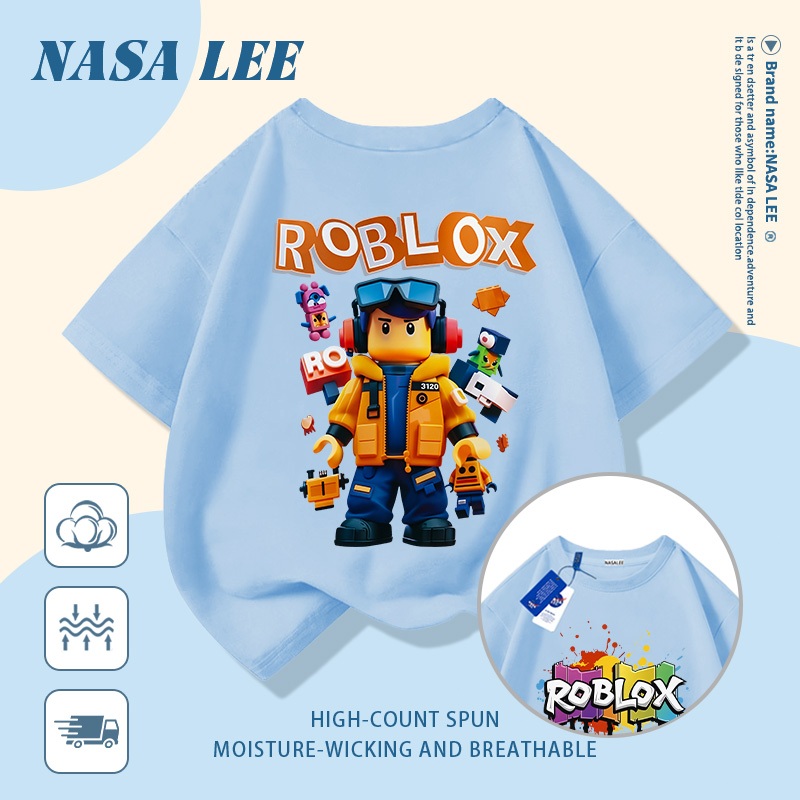 [Giao hàng trong ngày] Áo thun Cotton Cotton nguyên chất màu đen cho trẻ em NASA Trò chơi hoạt hình Nhân vật phong cách Pixel In hình hợp thời trang 3-16 tuổi Bé trai bé gái tay ngắn thông thường