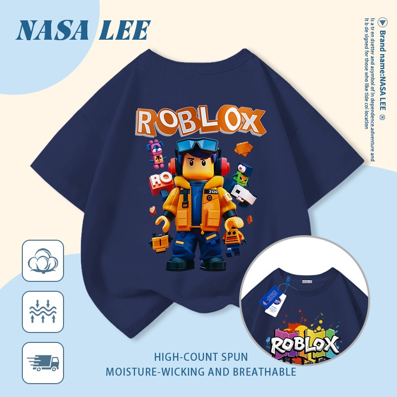 [Giao hàng trong ngày] Áo thun Cotton Cotton nguyên chất màu đen cho trẻ em NASA Trò chơi hoạt hình Nhân vật phong cách Pixel In hình hợp thời trang 3-16 tuổi Bé trai bé gái tay ngắn thông thường