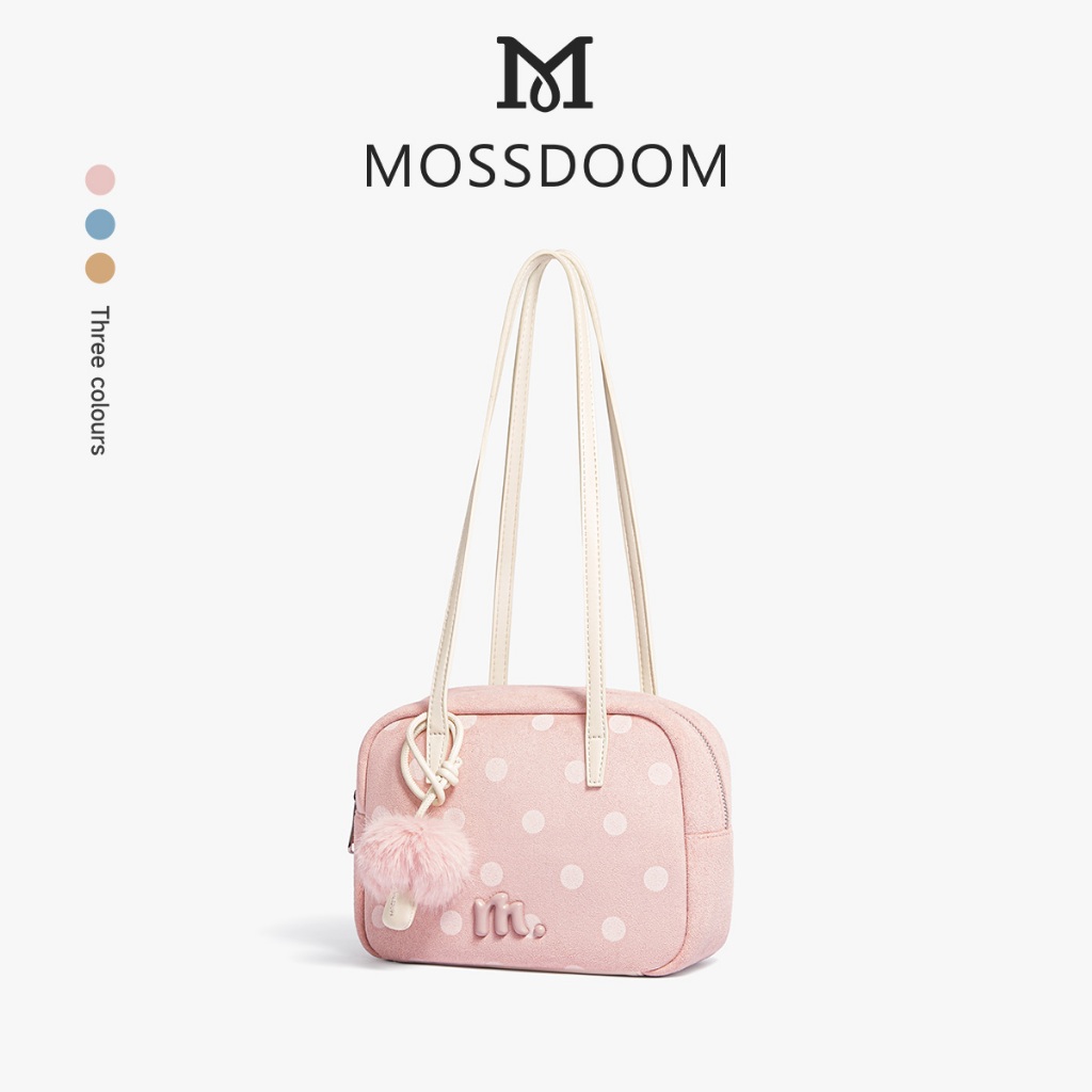 MOSSDOOM Keira Bag Nữ Túi Đeo Vai Mini Chấm Bi Phong Cách Da Lộn Ngọt Ngào Và Dễ Thương Túi Vuông Nhỏ