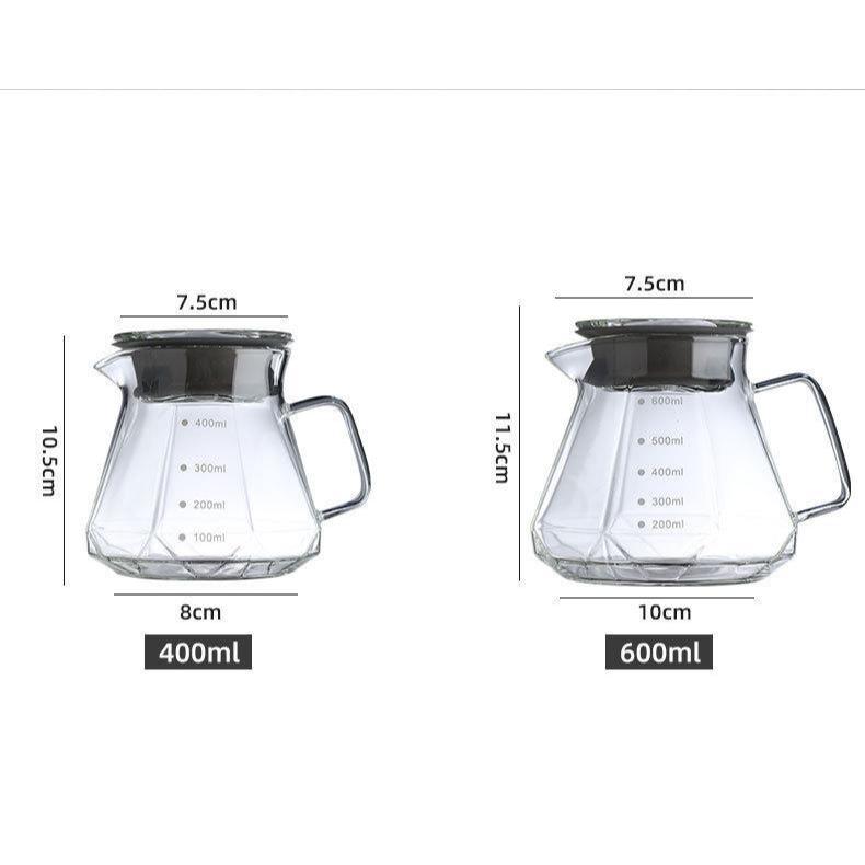 Ấm trà thủy tinh chịu nhiệt độ cao 400ml / 600ml Nồi chia sẻ cà phê