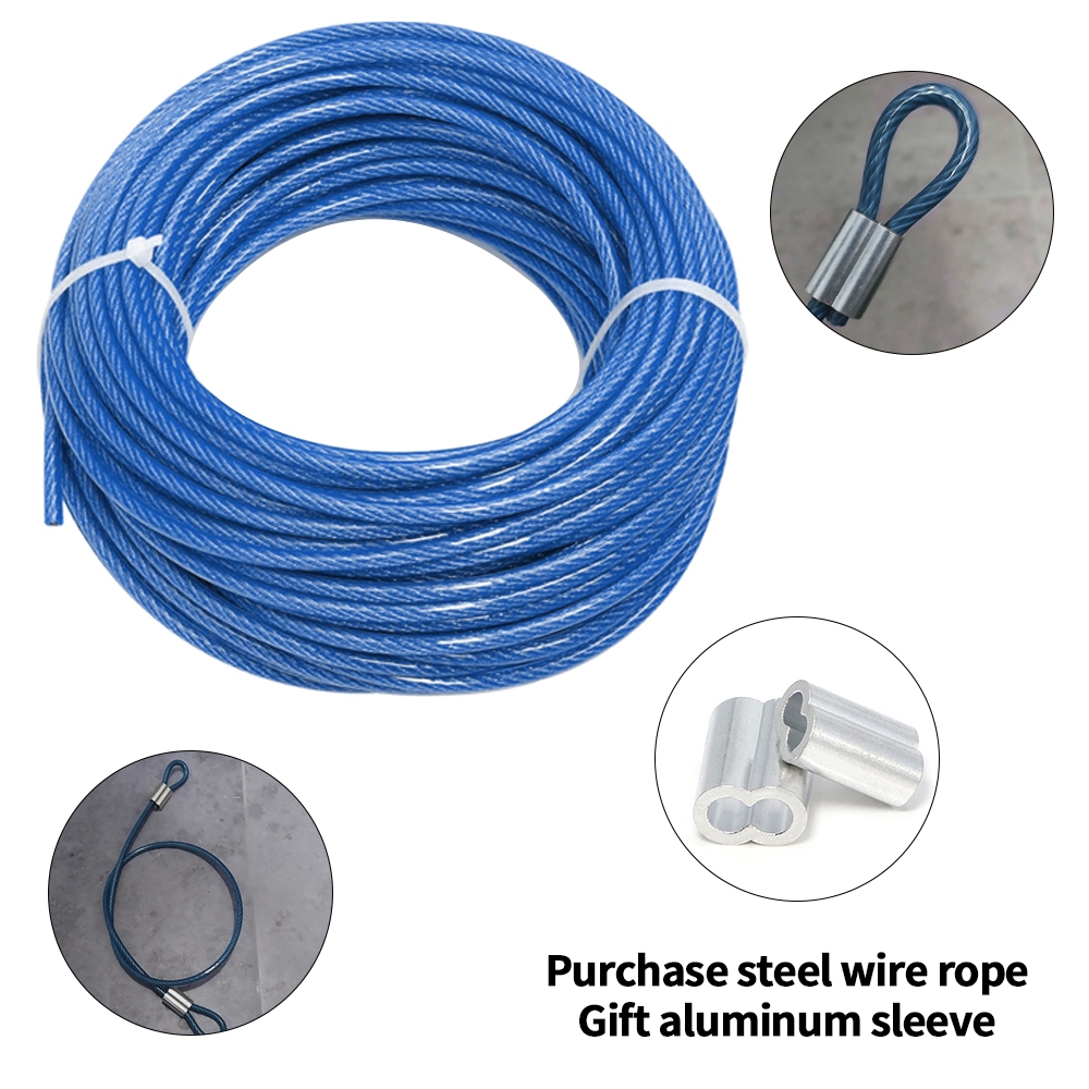 Thép không gỉ 304 Dây phủ PVC 1mm-6mm Cáp màu xanh cho dây phơi quần áo lan can Câu cá sân vườn DIY