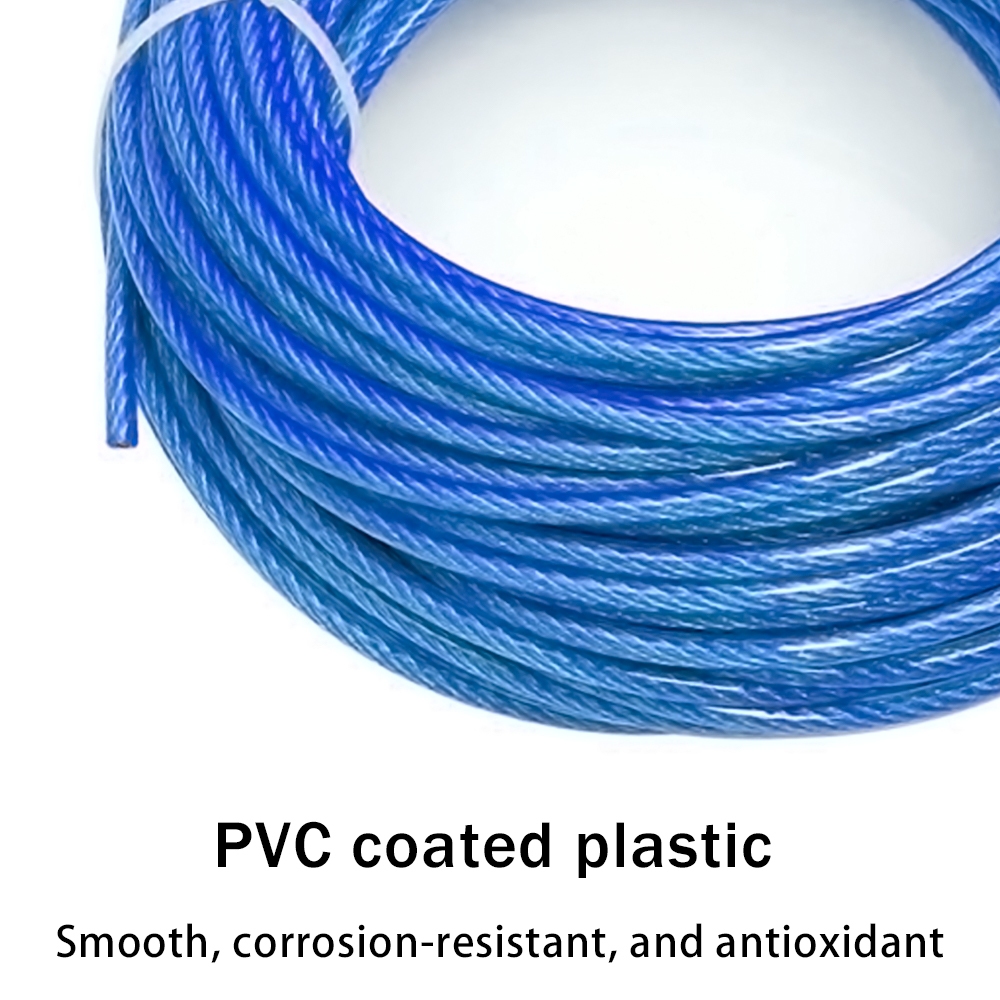 Thép không gỉ 304 Dây phủ PVC 1mm-6mm Cáp màu xanh cho dây phơi quần áo lan can Câu cá sân vườn DIY
