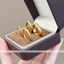 Nhẫn titan không gỉ mạ vàng 24k thiết kế họa tiết đơn giản thanh lịch dành cho nữ
