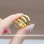 Nhẫn titan không gỉ mạ vàng 24k thiết kế họa tiết đơn giản thanh lịch dành cho nữ