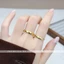 Nhẫn titan không gỉ mạ vàng 24k thiết kế họa tiết đơn giản thanh lịch dành cho nữ