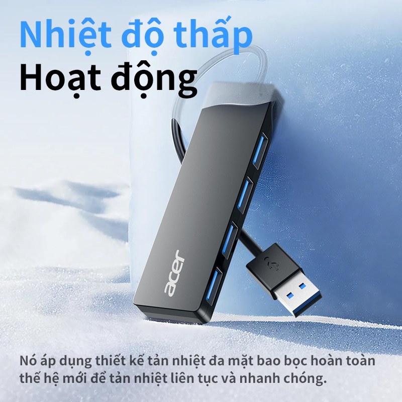 Acer Hub chuyển đổi USB 3.0 2.0 Truyền tải nhanh chóng 4 trong 1 4 cổng dữ liệu USB-A 5Gbps thích hợp cho laptop Macbook Máy tính xách tay Chuột Bàn phím và các thiết bị khác UH401 | BigBuy360 - bigbuy360.vn
