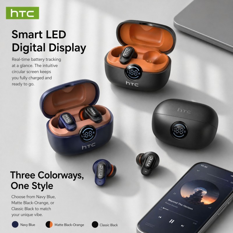 HTC NE79 Tai nghe dịch Video AI mới Tai nghe Bluetooth 6.0 HIFI Tai nghe không dâ ENC Tai nghe thể thao Chống nước IPX5
