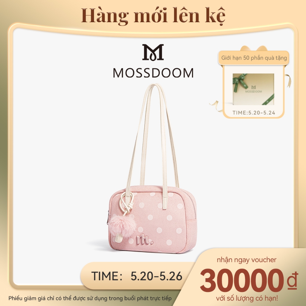 New Arrival】MOSSDOOM Keira Bag Nữ Túi Đeo Vai Mini Chấm Bi Phong Cách Da Lộn Ngọt Ngào Và Dễ Thương Túi Vuông Nhỏ