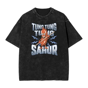Tung Tung Sahur Fun Brainrot Áo thun thiết kế in hình Cotton nguyên chất giặt thời trang nam