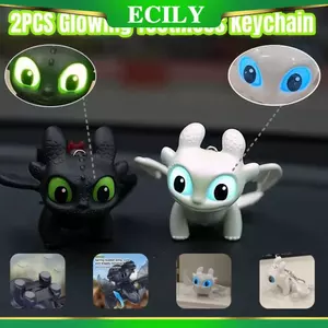 ECILY 2 Chiếc Sáng Tạo Phát Sáng Răng Cặp Đôi Móc Khóa Mắt Ngộ nghĩnh Phát Sáng Đồ Chơi Cánh Túi Lông Tơ Mặt Dây Chuyền Trang Trí Máy Tính Để Bàn Hàng Quà Tặng Ngày Lễ