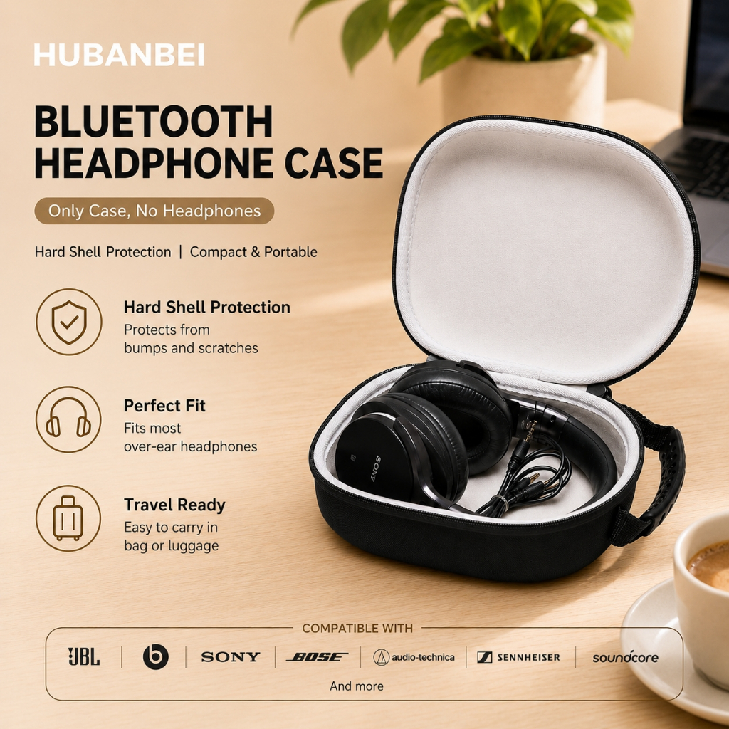 Hộp đựng tai nghe cứng – Tương thích với JBL, Beats, Sony, Bose, Sennheiser, Logitech, Jabra và hơn thế nữa | Đen + Xám