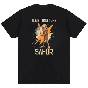 Tung Tung Sahur Fun Meme Ý Brainrot Nam Thời Trang Retro Street Áo Thun Cotton